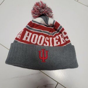 mens iu indiana university hoosiers beanie with fuzzy top - one size fits all